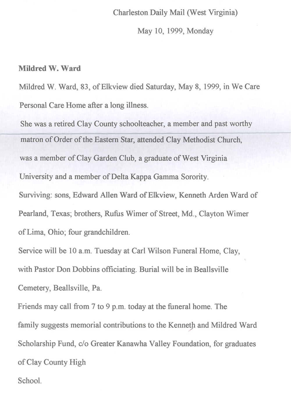 Mildred W. Ward